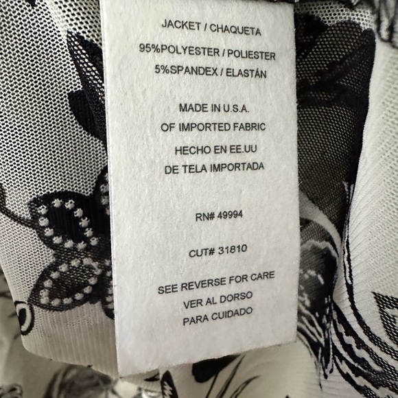 R&M RICHARDS Black Mesh Floral Shimmer 3/4Th Sleeves Size 6 Kimono BNWT - Picture 5 of 5